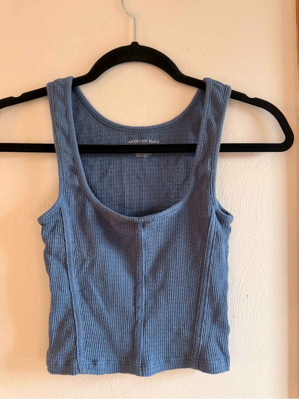 American Eagle Outfitters Blue Ribbed Scoop Tank